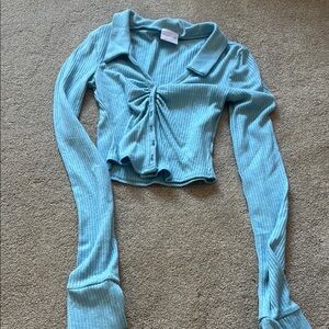 Urban Outfitters Blue Ribbed Knit Top